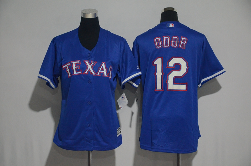 Womens 2017 MLB Texas Rangers #12 Odor Blue Jerseys